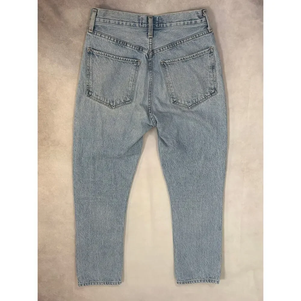 AGOLDE High Rise Straight Leg Ankle Jeans Size 25 Light Wash Button Fly Cropped